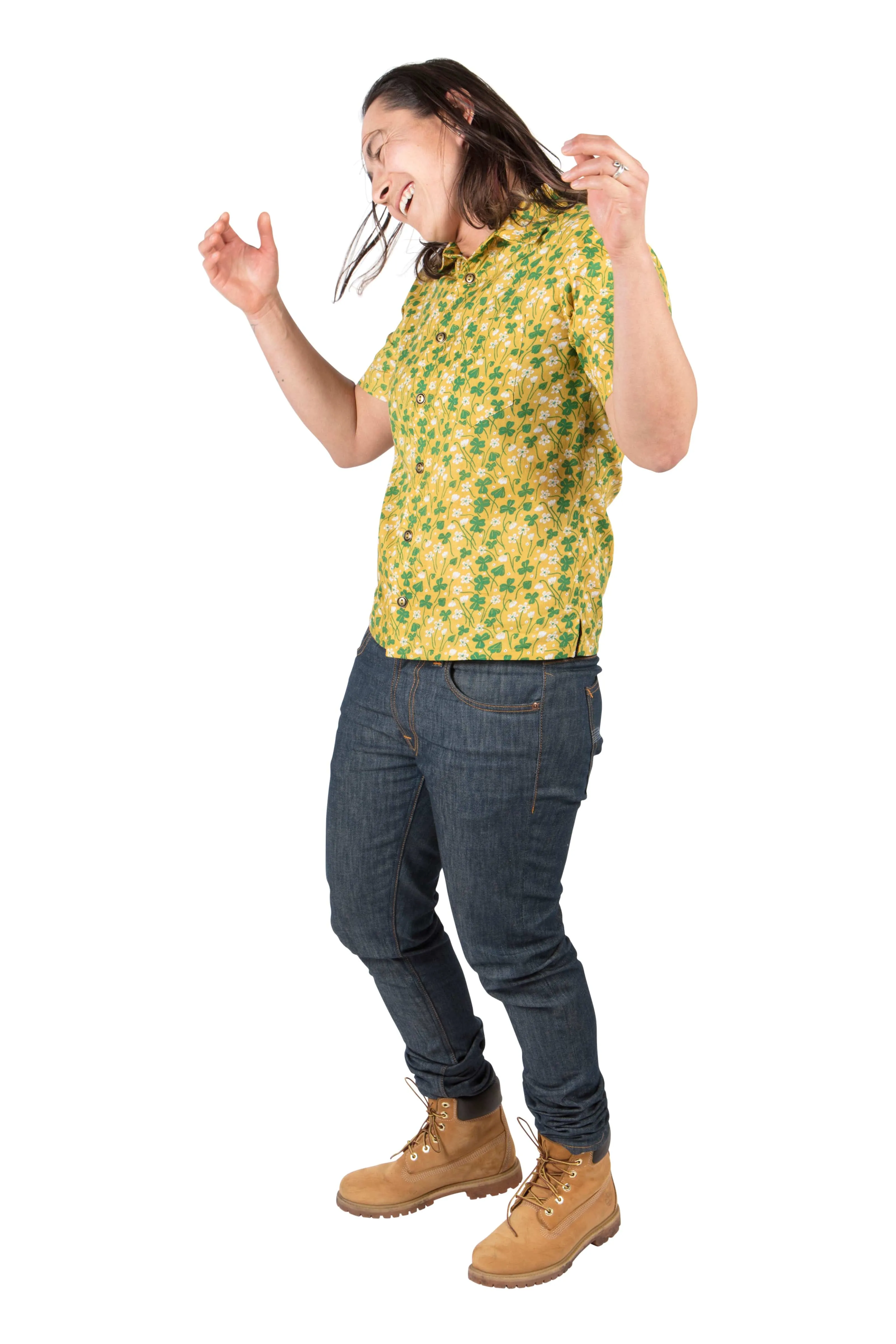 Unisex Button Up in Lemon Wood Sorrel