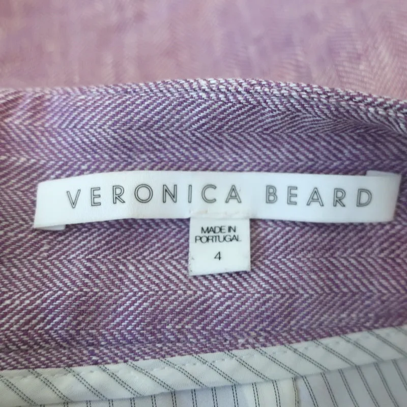Veronica Beard Kimm Shorts Lilac Linen Herringbone Size 4