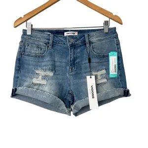 Vigoss X Stitch Fix Marley Mid-Rise Destructed Cuff Off Raw Edge Shorts Indigo