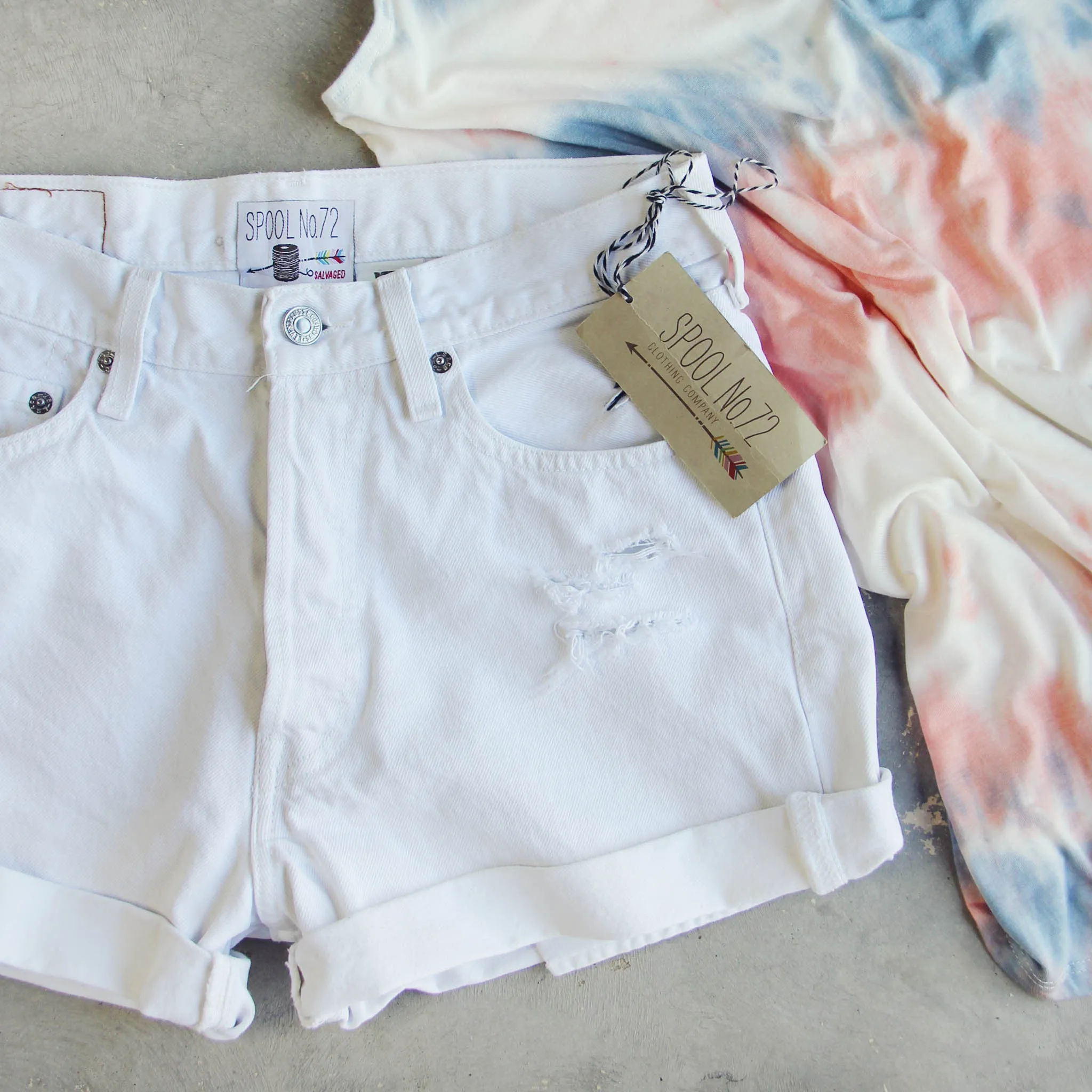 Vintage Cuffed Jean Shorts- White