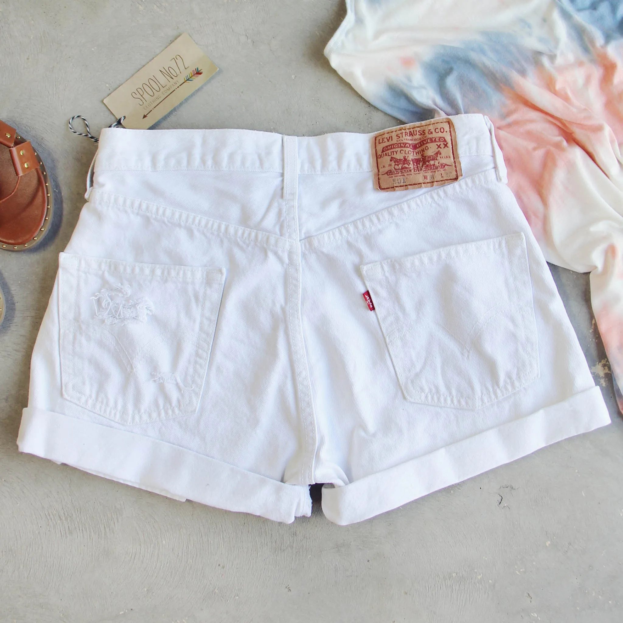 Vintage Cuffed Jean Shorts- White