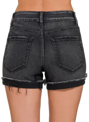 Washed Cuffed Denim Shorts