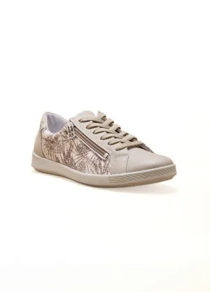 Wide-width lace-up and zipped leather sneakers