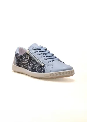 Wide-width lace-up and zipped leather sneakers