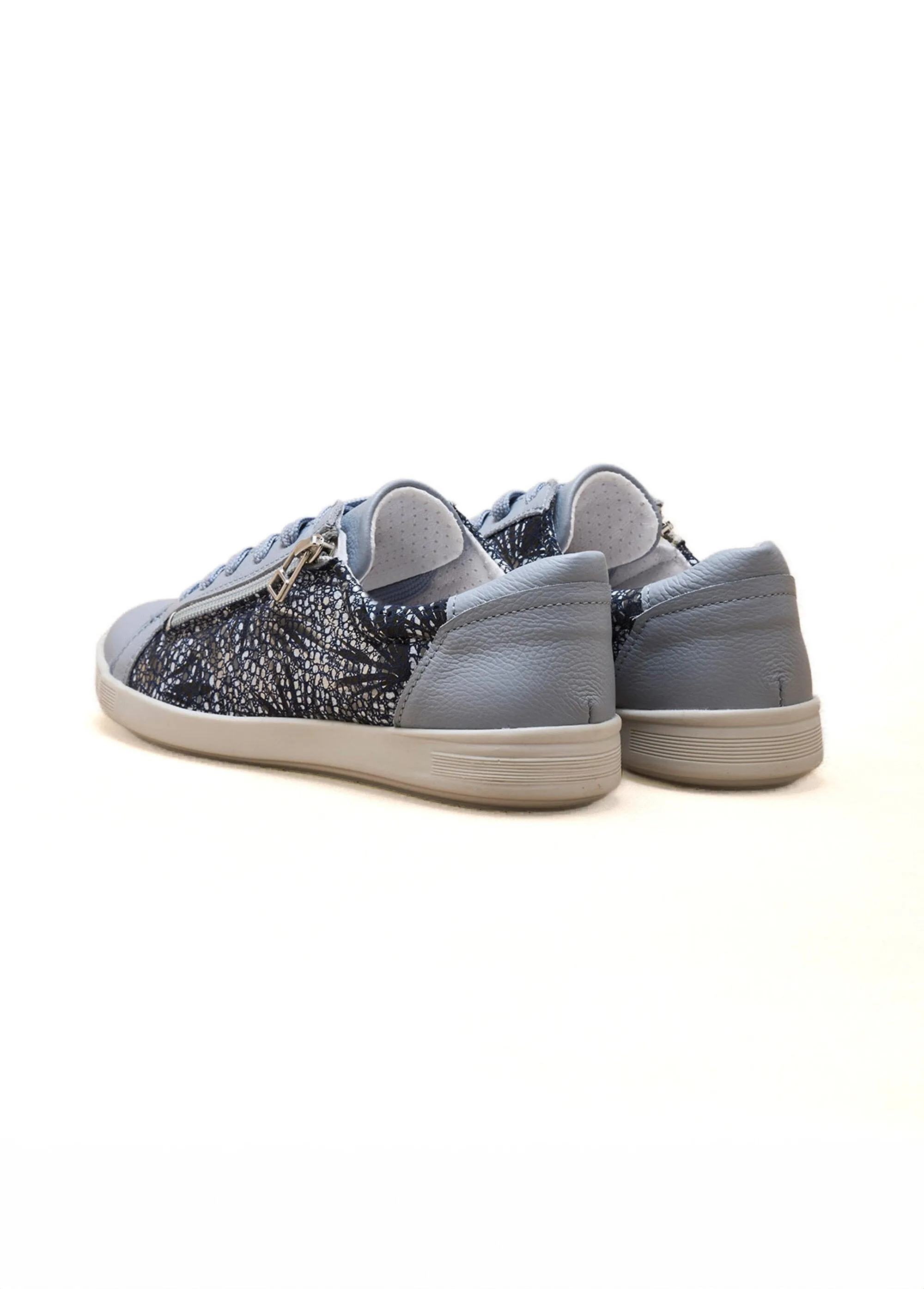 Wide-width lace-up and zipped leather sneakers
