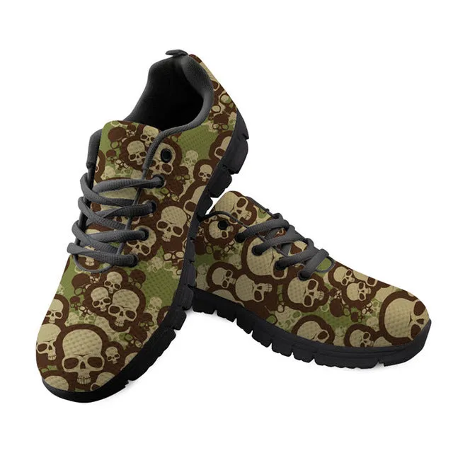 Womens Candy Skull Casual Breathable Mesh Sneakers.