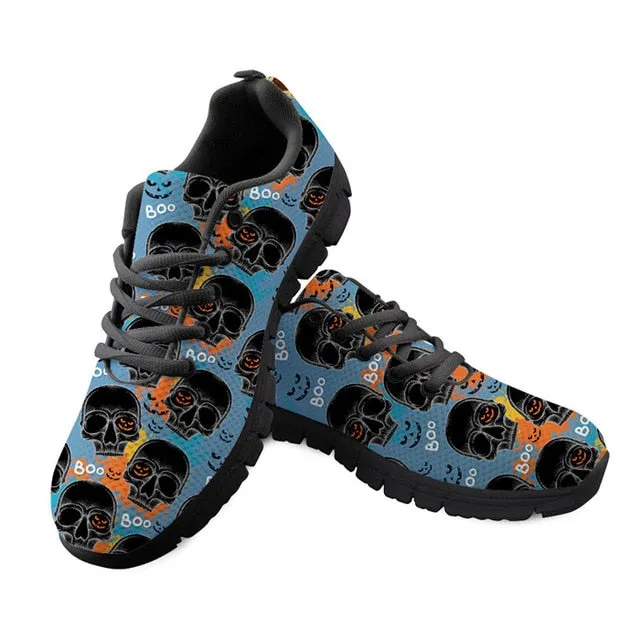Womens Candy Skull Casual Breathable Mesh Sneakers.