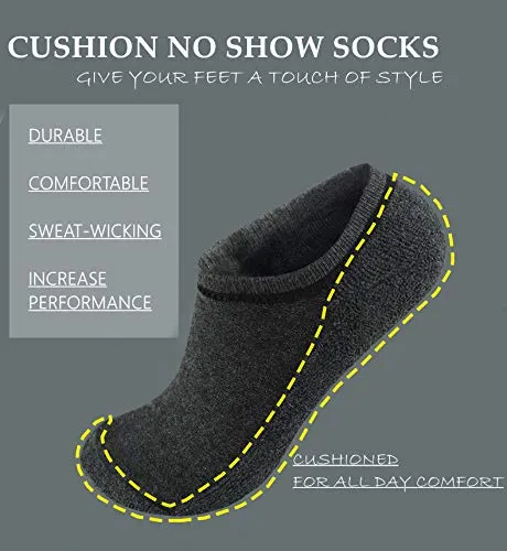 Women's No Show Cushion Socks,Low Cut Invisible Anti-Slid Casual Cotton Boat Liner Athletic Sneakers Loafer Sports Socks (US women's shoe 8-11 (9.5"-10.6")