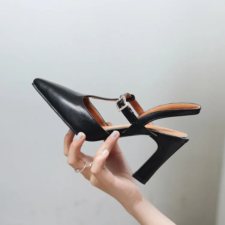 Women's Rhinestone High Heel Chunky Sandals