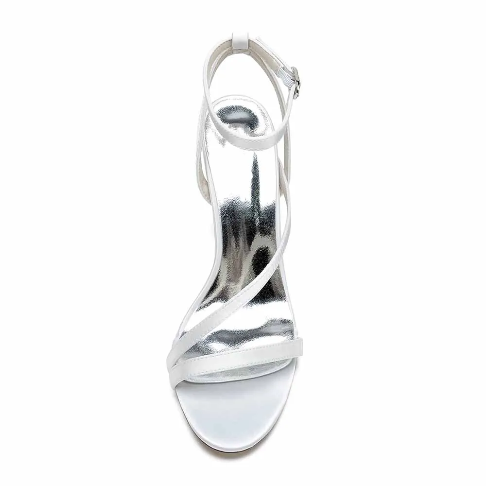 Women's Satin Heels Block Chunky Heeled Sandal
