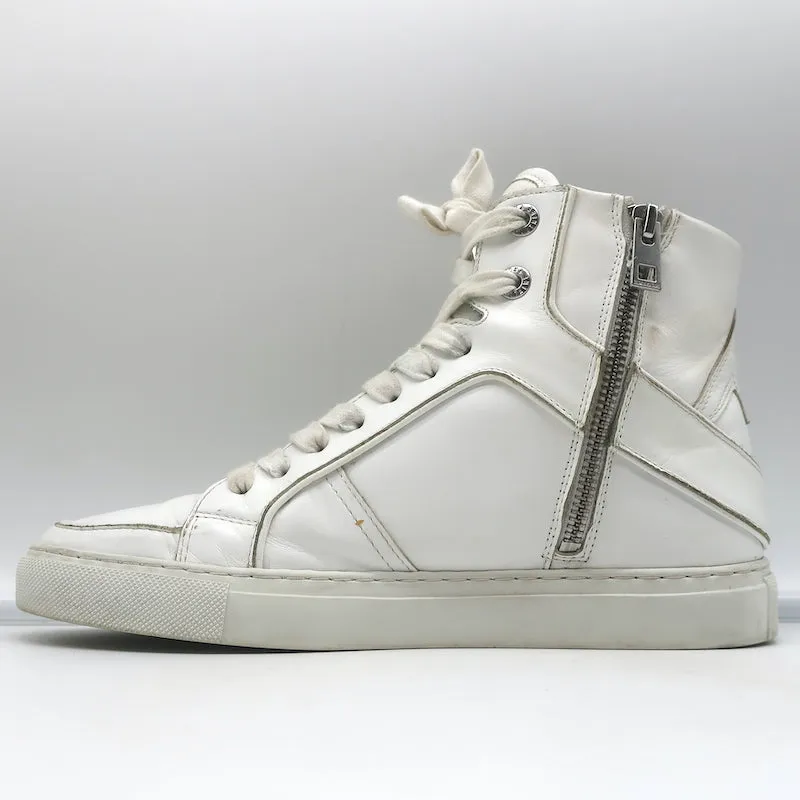 Zadig & Voltaire ZV1747 Flash High Top Sneakers White Leather Size 38