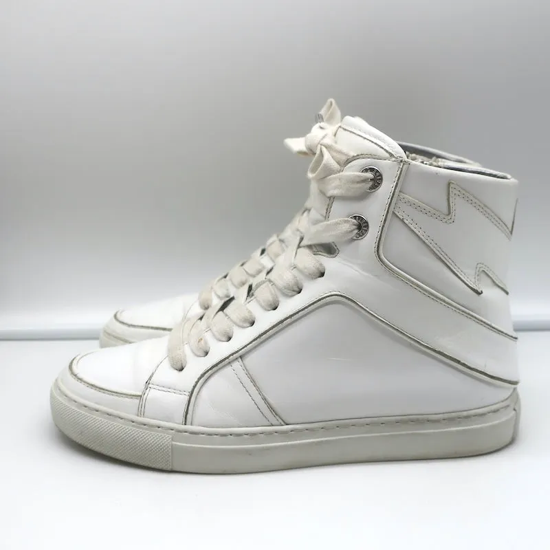 Zadig & Voltaire ZV1747 Flash High Top Sneakers White Leather Size 38